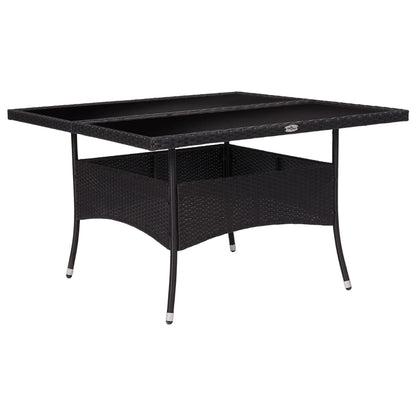 -Delige Tuinset Poly Rattan En Glas 9 Zwart
