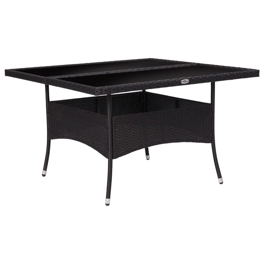 -Delige Tuinset Poly Rattan En Glas 9 Zwart