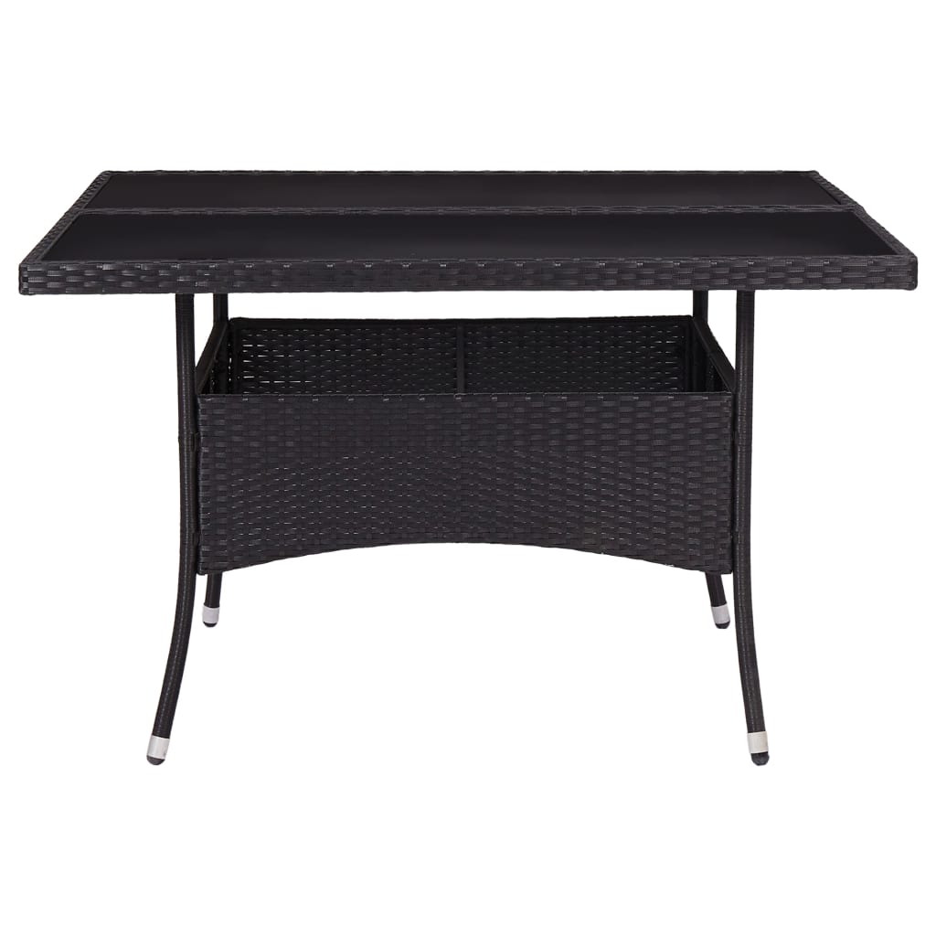 -Delige Tuinset Poly Rattan En Glas 9 Zwart