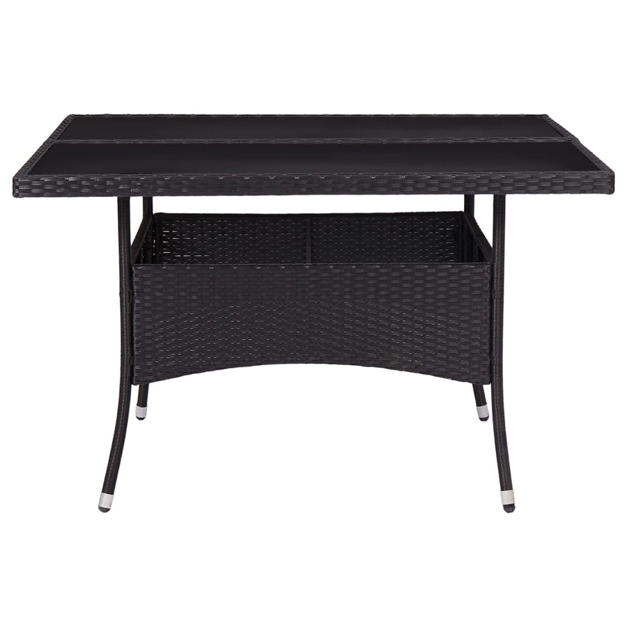 -Delige Tuinset Poly Rattan En Glas 9 Zwart
