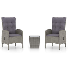 3-Delige Bistroset Poly Rattan En Glas Grijs