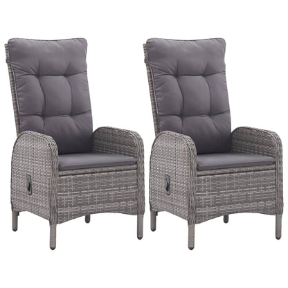 3-Delige Bistroset Poly Rattan En Glas Grijs