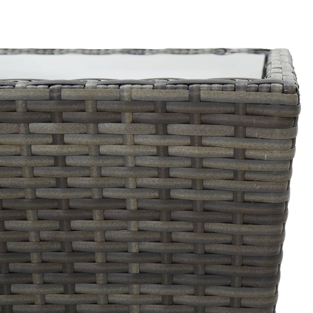 3-Delige Bistroset Poly Rattan En Glas Grijs