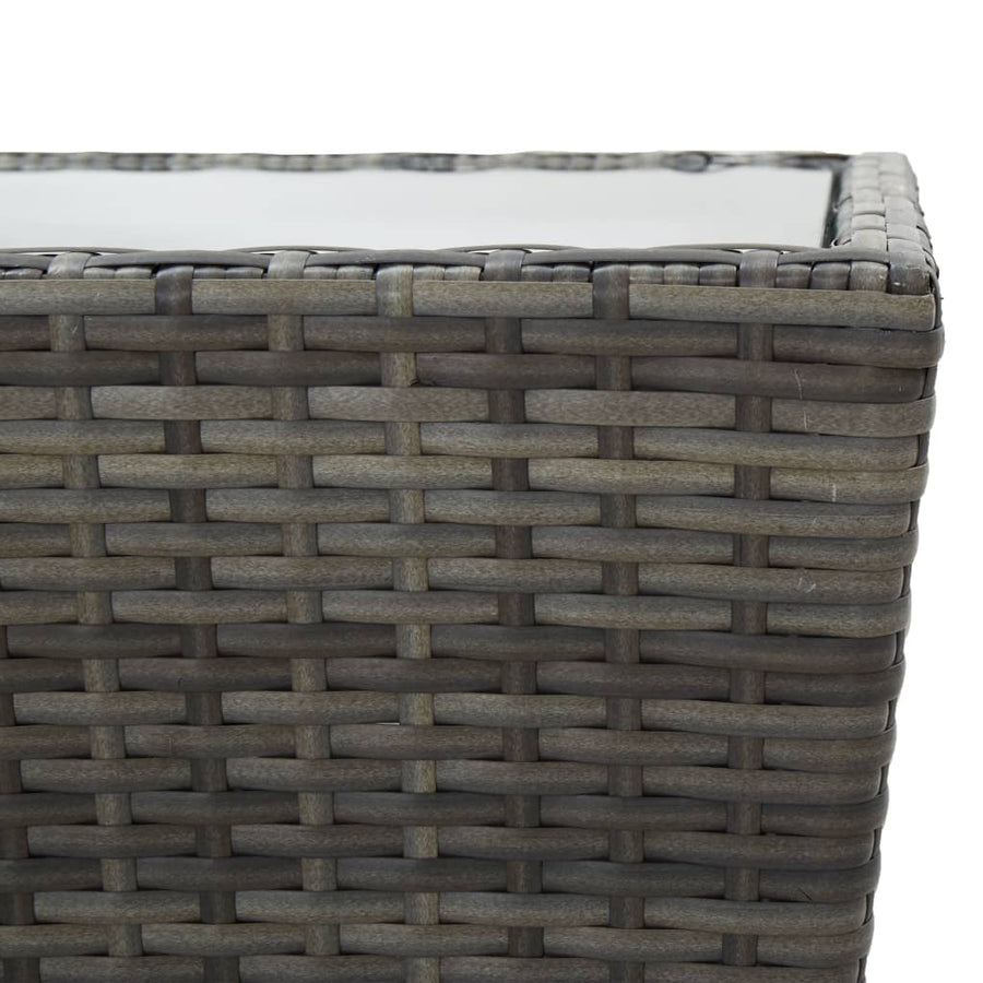 3-Delige Bistroset Poly Rattan En Glas Grijs