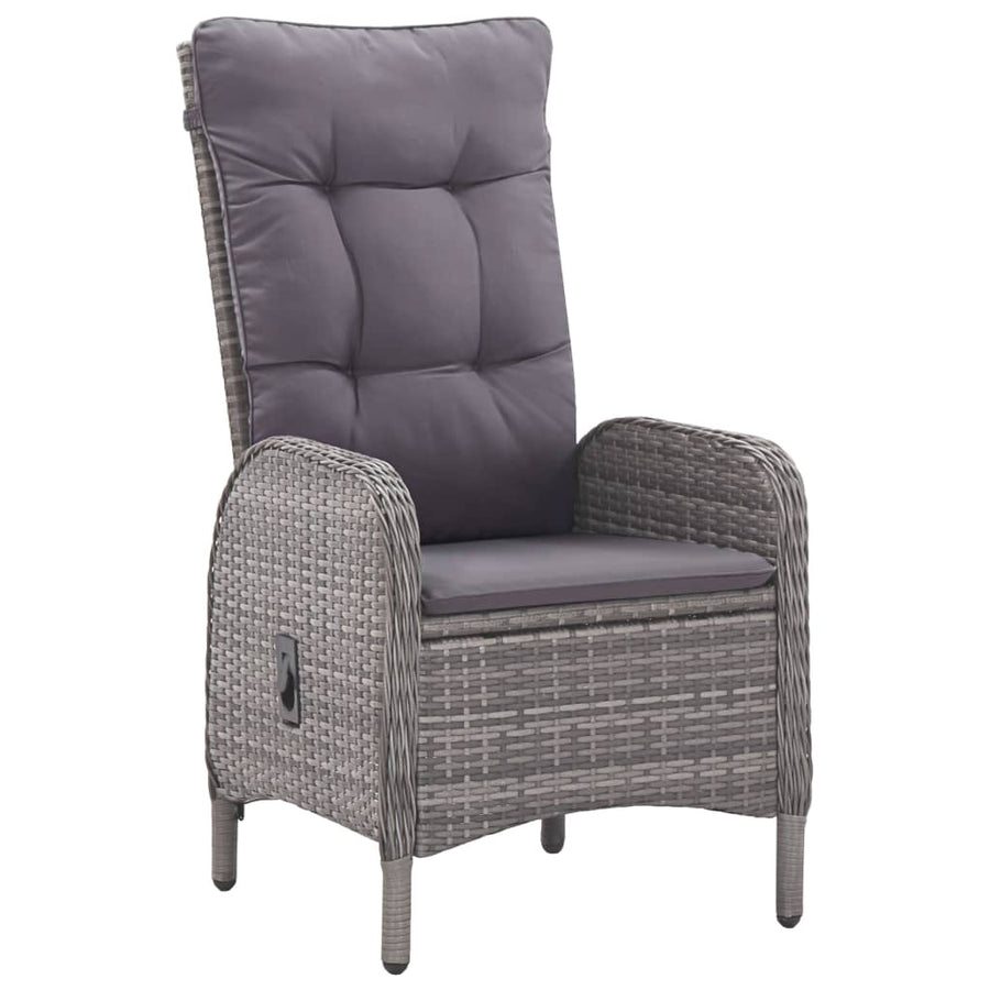 3-Delige Bistroset Poly Rattan En Glas Grijs