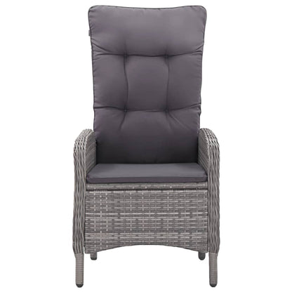 3-Delige Bistroset Poly Rattan En Glas Grijs