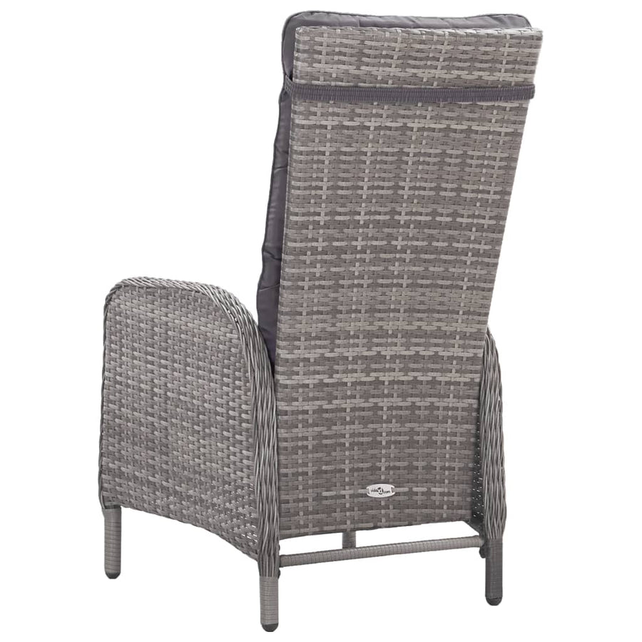 3-Delige Bistroset Poly Rattan En Glas Grijs