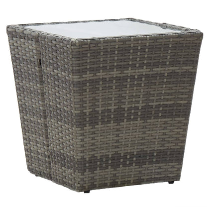 3-Delige Bistroset Poly Rattan En Glas Grijs
