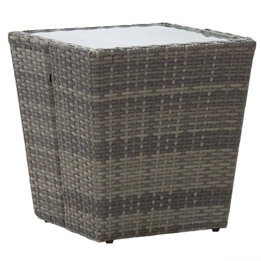 3-Delige Bistroset Poly Rattan En Glas Grijs