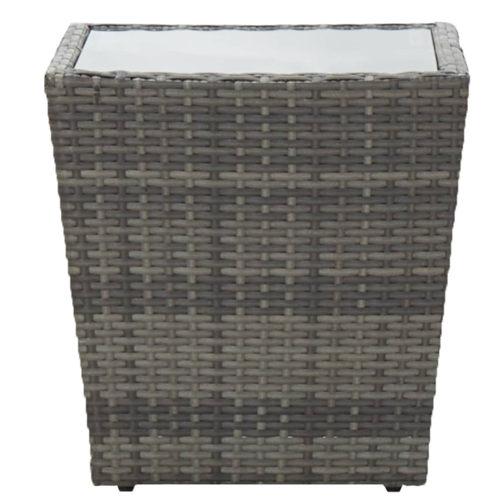 3-Delige Bistroset Poly Rattan En Glas Grijs