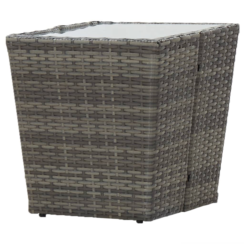 3-Delige Bistroset Poly Rattan En Glas Grijs