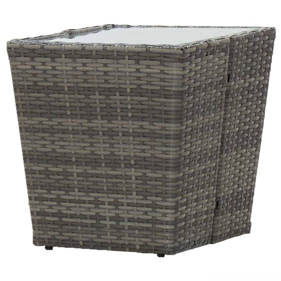 3-Delige Bistroset Poly Rattan En Glas Grijs