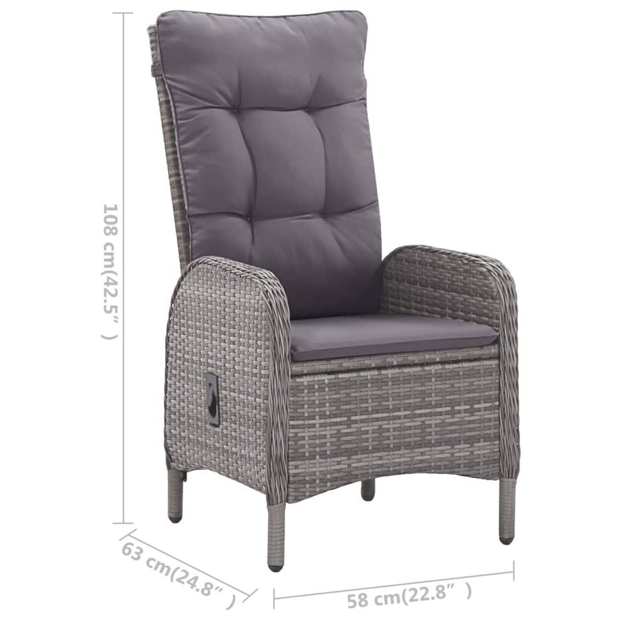 3-Delige Bistroset Poly Rattan En Acaciahout Grijs en bruin