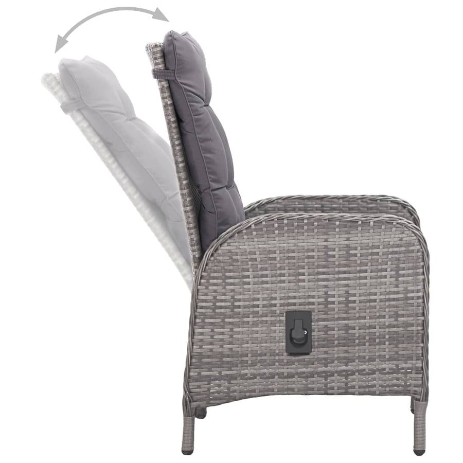 3-Delige Bistroset Poly Rattan En Acaciahout Grijs en bruin