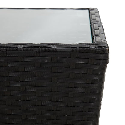 3-delige Bistroset poly rattan en glas zwart