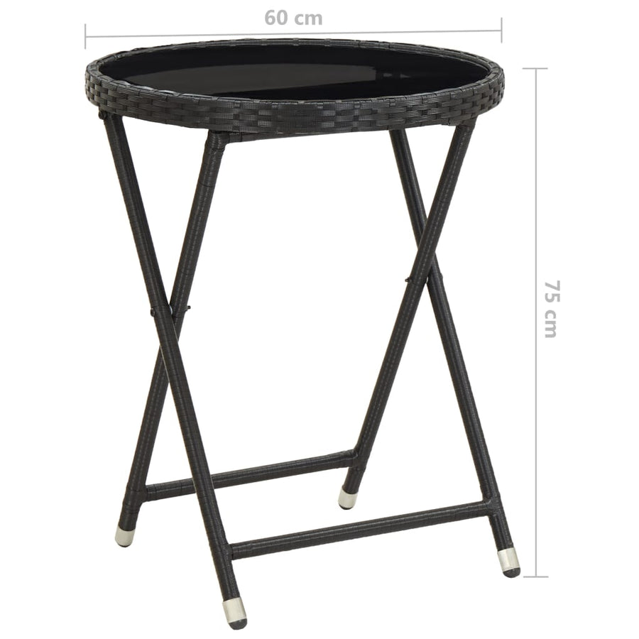 Bistroset Poly Rattan En Glas Zwart