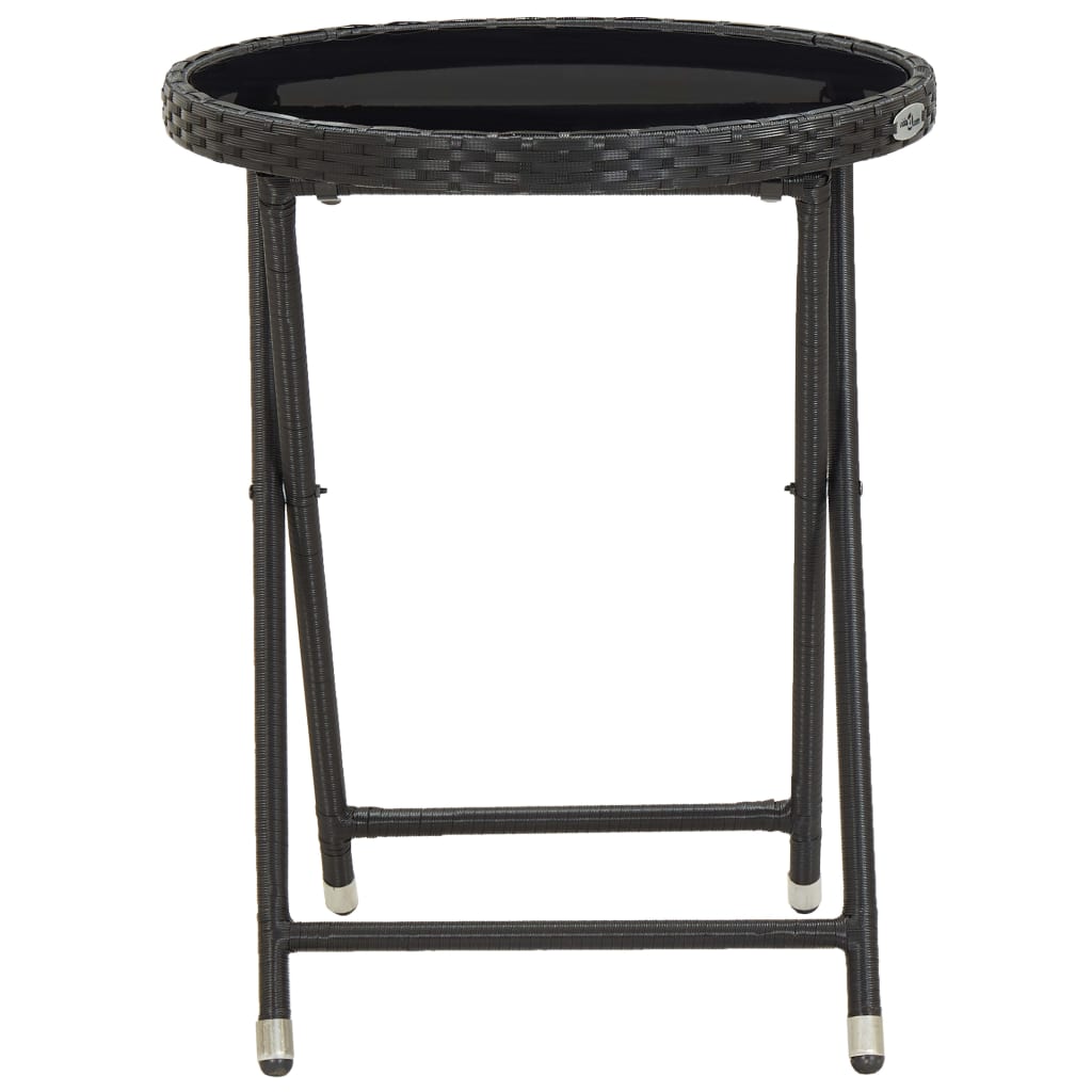 -Delige Bistroset Poly Rattan En Glas Zwart