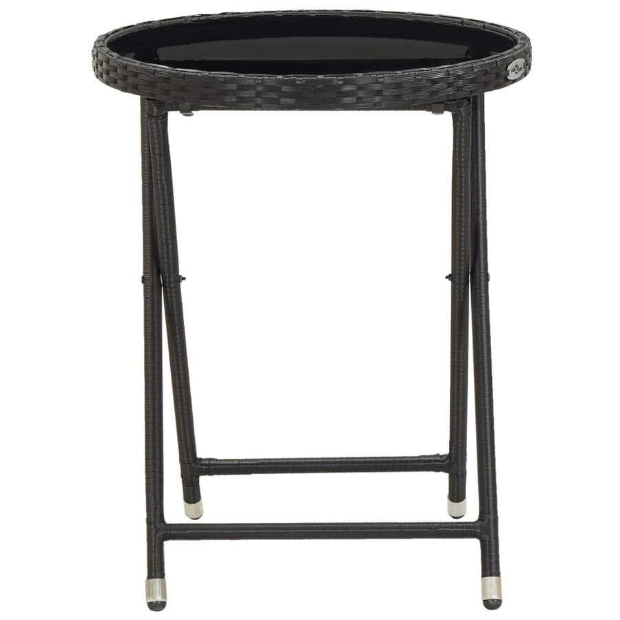 Bistroset Poly Rattan En Glas Zwart