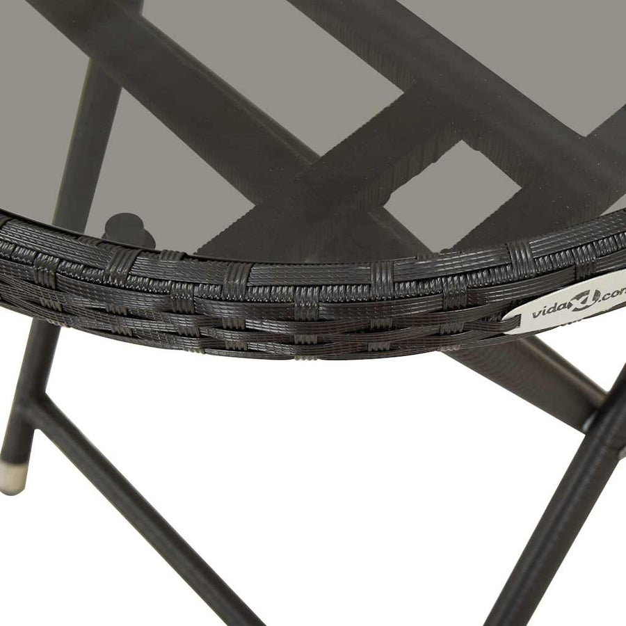 Bistroset Poly Rattan En Glas Zwart