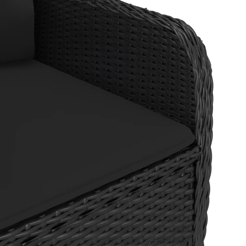 -Delige Bistroset Poly Rattan En Glas Zwart