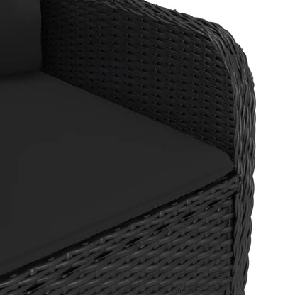 -Delige Bistroset Poly Rattan En Glas Zwart
