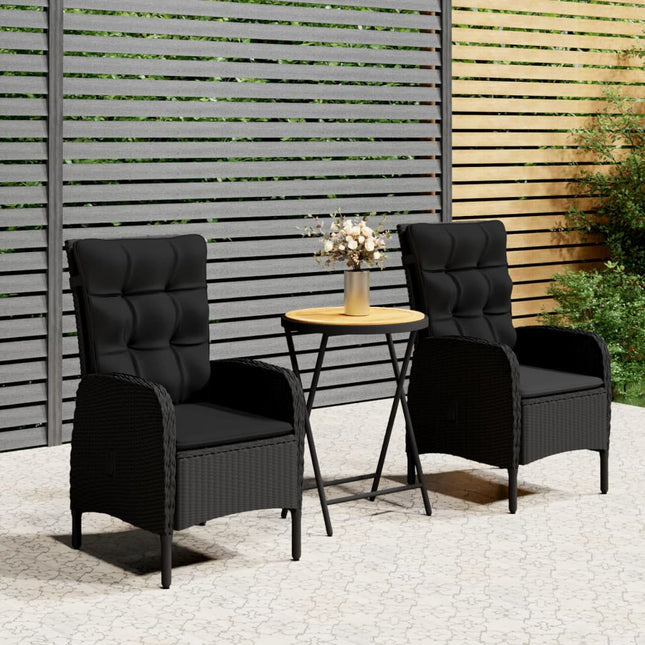 -Delige Bistroset Poly Rattan En Accaciahout Zwart en bruin