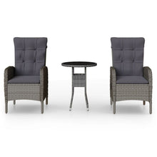 -Delige Bistroset Poly Rattan 3 Ø 60 cm table Grijs