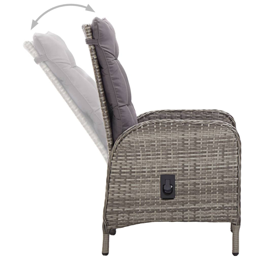 -Delige Bistroset Poly Rattan 3 Ø 60 cm table Grijs
