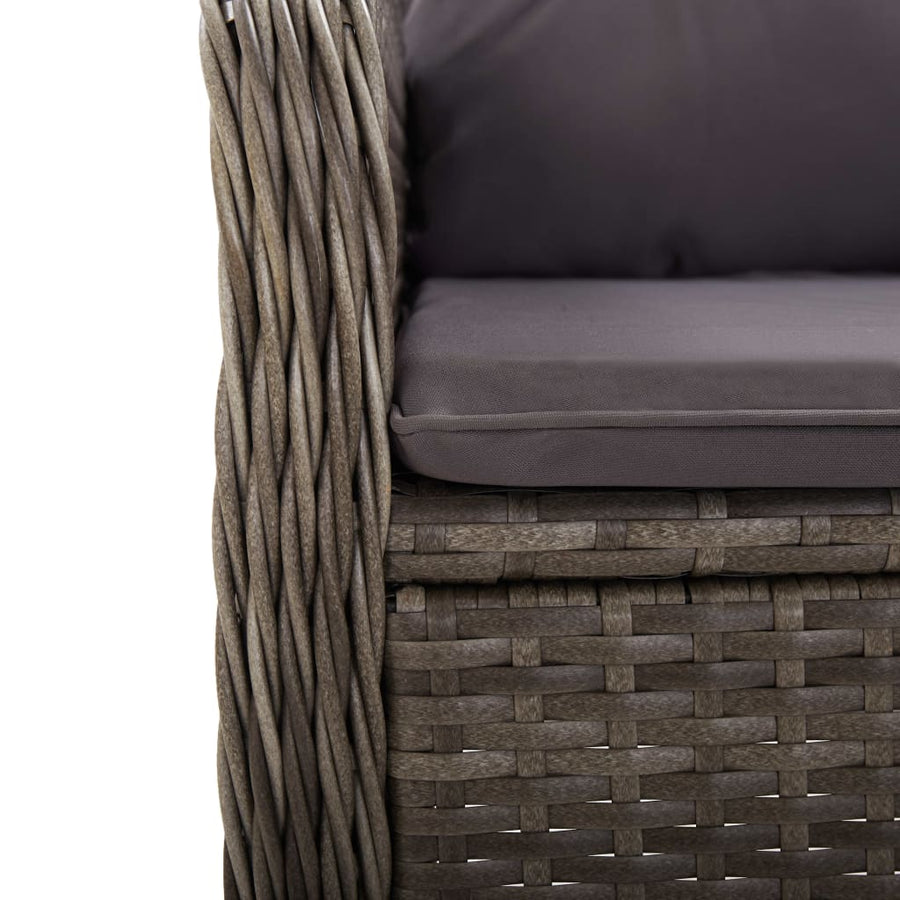 -Delige Bistroset Poly Rattan 3 Ø 60 cm table Grijs