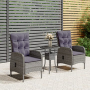 Bistroset poly rattan grijs 3-delig