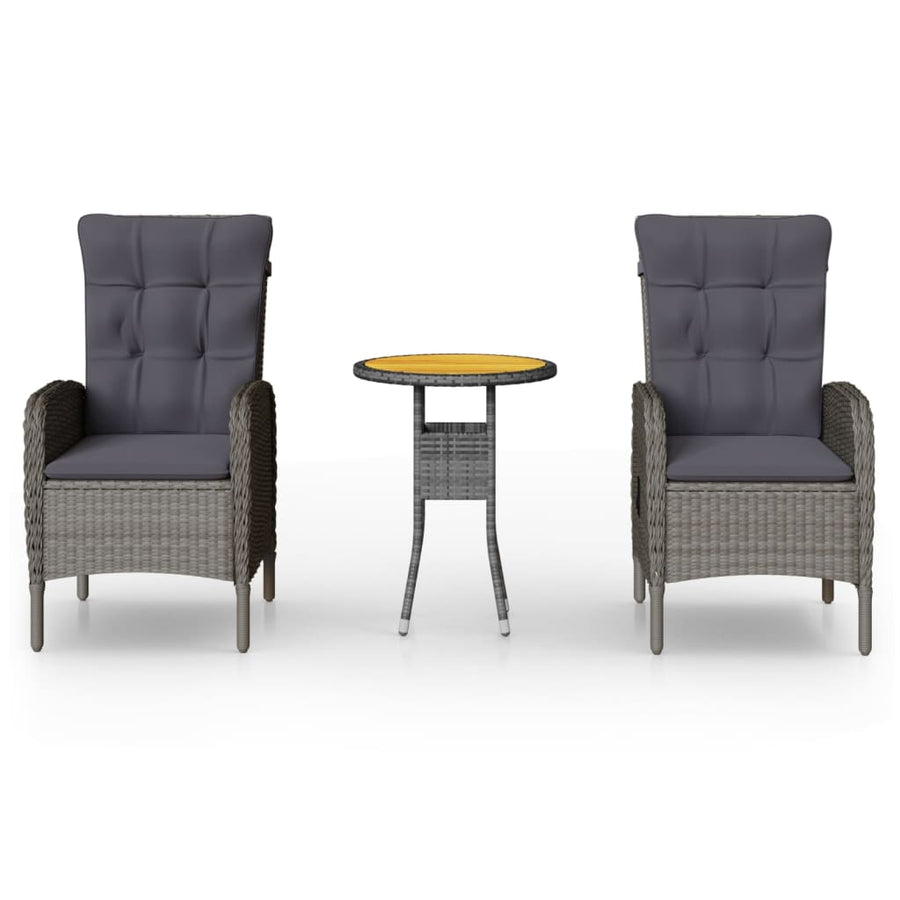 -Delige Tuinset Poly Rattan 3 Ø 60 cm table Grijs en bruin
