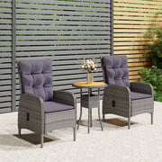Tuinset 3-delig poly rattan grijs
