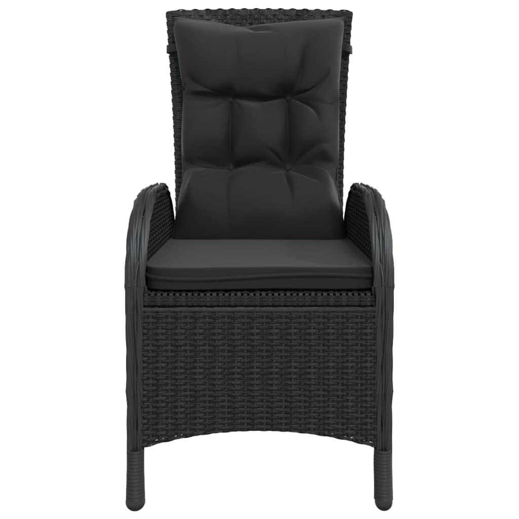 -Delige Bistroset Poly Rattan 3 Ø 60 cm table Zwart