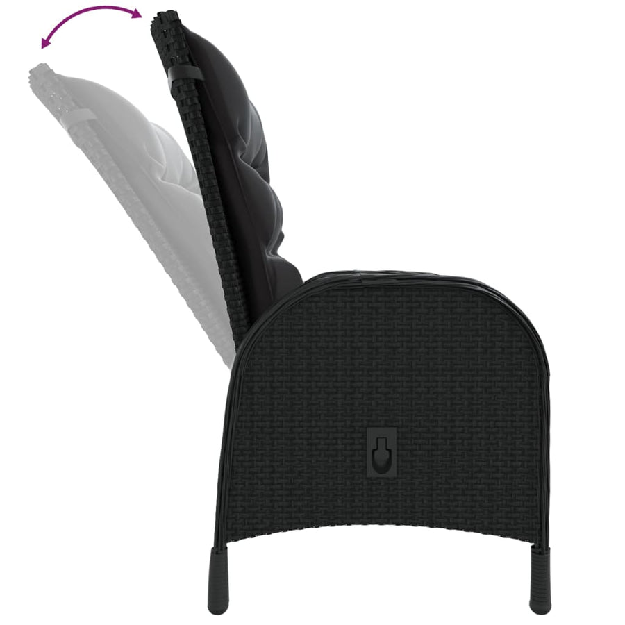 -Delige Bistroset Poly Rattan 3 Ø 60 cm table Zwart