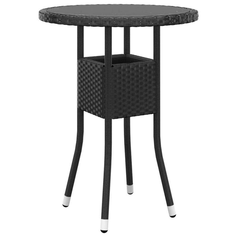 -Delige Bistroset Poly Rattan 3 Ø 60 cm table Zwart