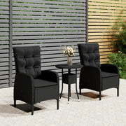 Bistroset poly rattan 3-delig zwart 60x75 cm tafel