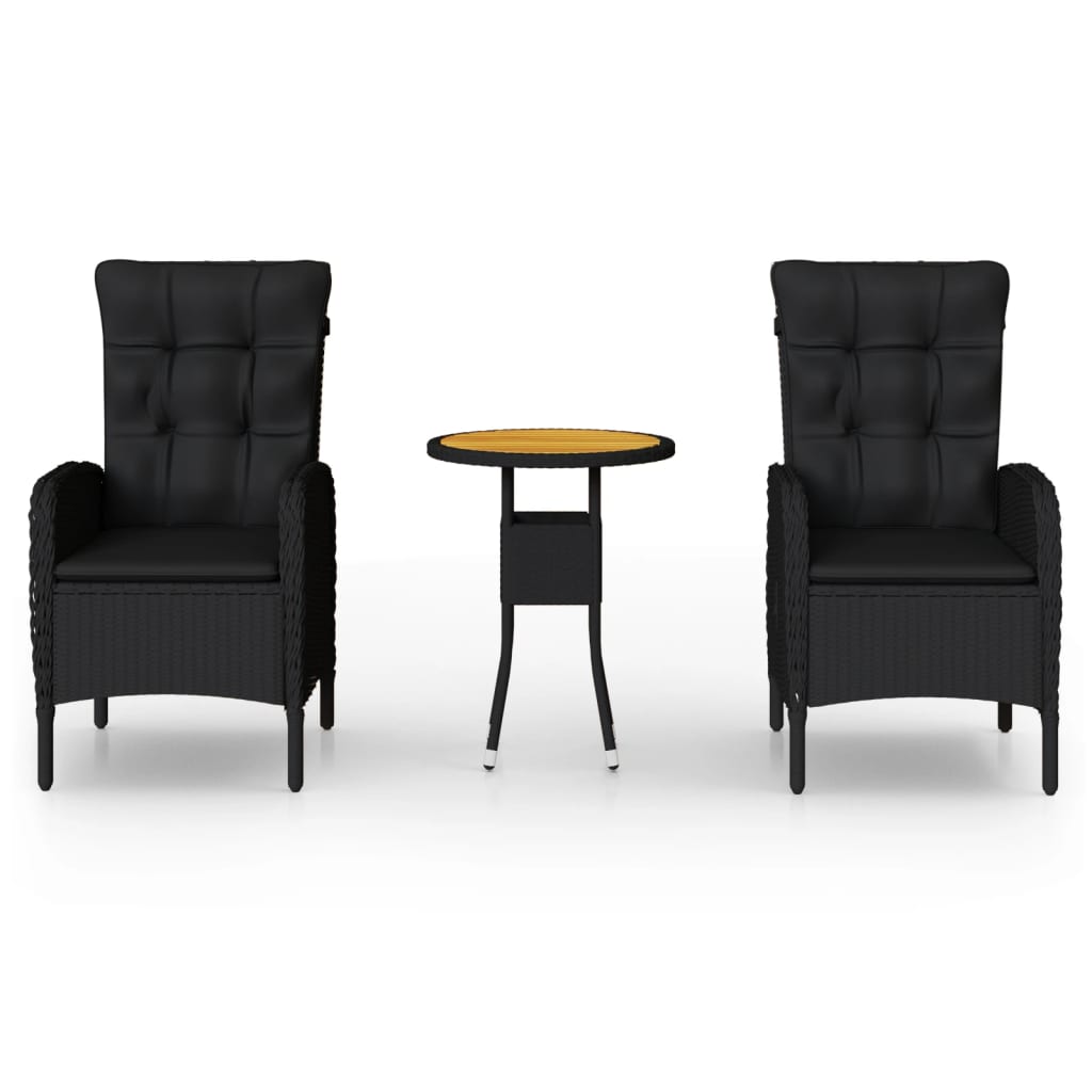 -Delige Tuinset Poly Rattan 3 Ø 60 cm table Zwart en bruin