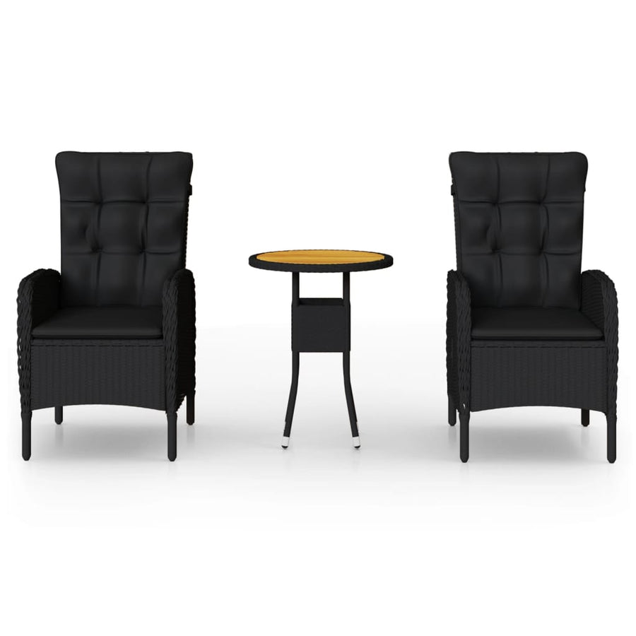 -Delige Tuinset Poly Rattan 3 Ø 60 cm table Zwart en bruin