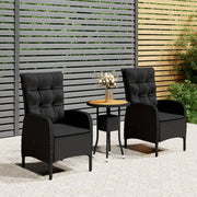 Tuinset poly rattan 3-delig zwart