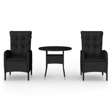 -Delige Tuinset Poly Rattan 3 Ø 80 cm table Zwart