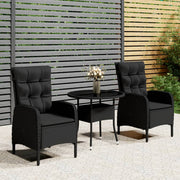 Tuinset poly rattan 3-delig zwart