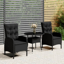 -Delige Tuinset Poly Rattan 3 Ø 80 cm table Zwart