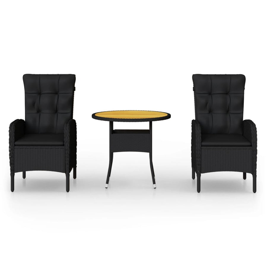 -Delige Bistroset Poly Rattan 3 Ø 80 cm table Zwart en bruin