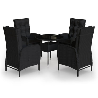 -Delige Tuinset Poly Rattan 5 Ø 80 cm table Zwart