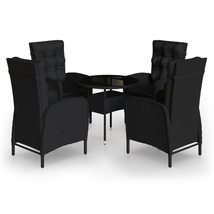 -Delige Tuinset Poly Rattan 5 Ø 80 cm table Zwart