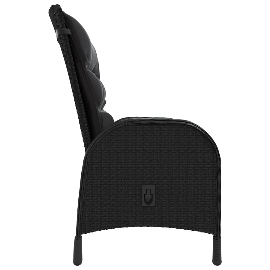 -Delige Tuinset Poly Rattan 5 Ø 80 cm table Zwart