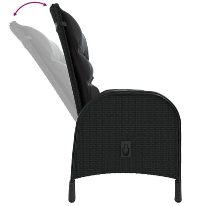 -Delige Tuinset Poly Rattan 5 Ø 80 cm table Zwart