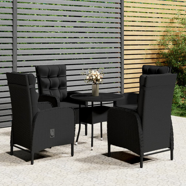 -Delige Tuinset Poly Rattan 5 Ø 80 cm table Zwart