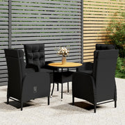 Tuinset poly rattan 5-delig zwart 80 cm tafel