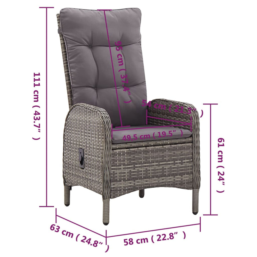 -Delige Tuinset Poly Rattan 200 cm tafellengte Grijs